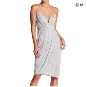 Free People Gray and Gold Draped Dress